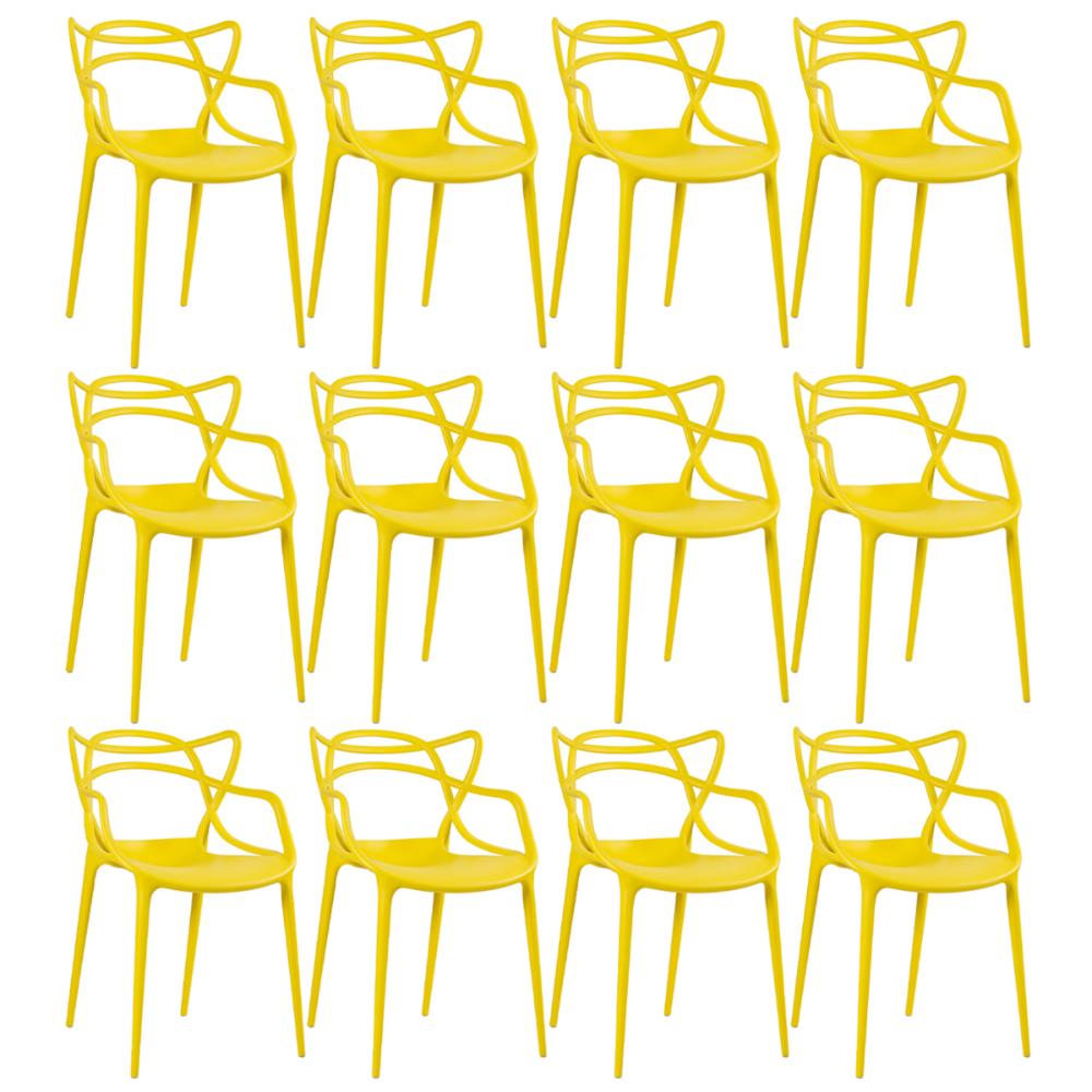 Kit 12 cadeiras Masters Allegra Amarelo