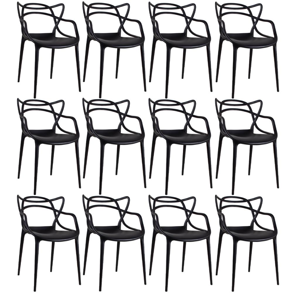 Kit 12 cadeiras Masters Allegra Preto