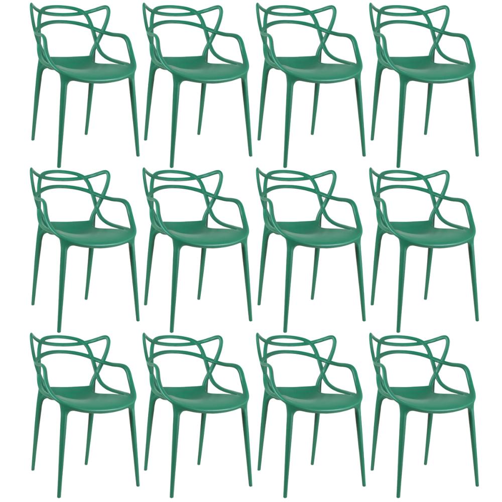 Kit 12 cadeiras Masters Allegra Verde escuro
