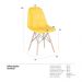 Kit 12 cadeiras estofadas Charles Eames Eiffel Botonê com pés de madeira clara Amarelo