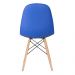 Kit 12 cadeiras estofadas Charles Eames Eiffel Botonê com pés de madeira clara Azul