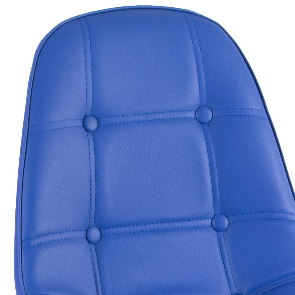 Kit 12 cadeiras estofadas Charles Eames Eiffel Botonê com pés de madeira clara Azul