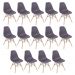 Kit 14 cadeiras Charles Eames Eiffel DSW com pés de madeira clara Cinza névoa