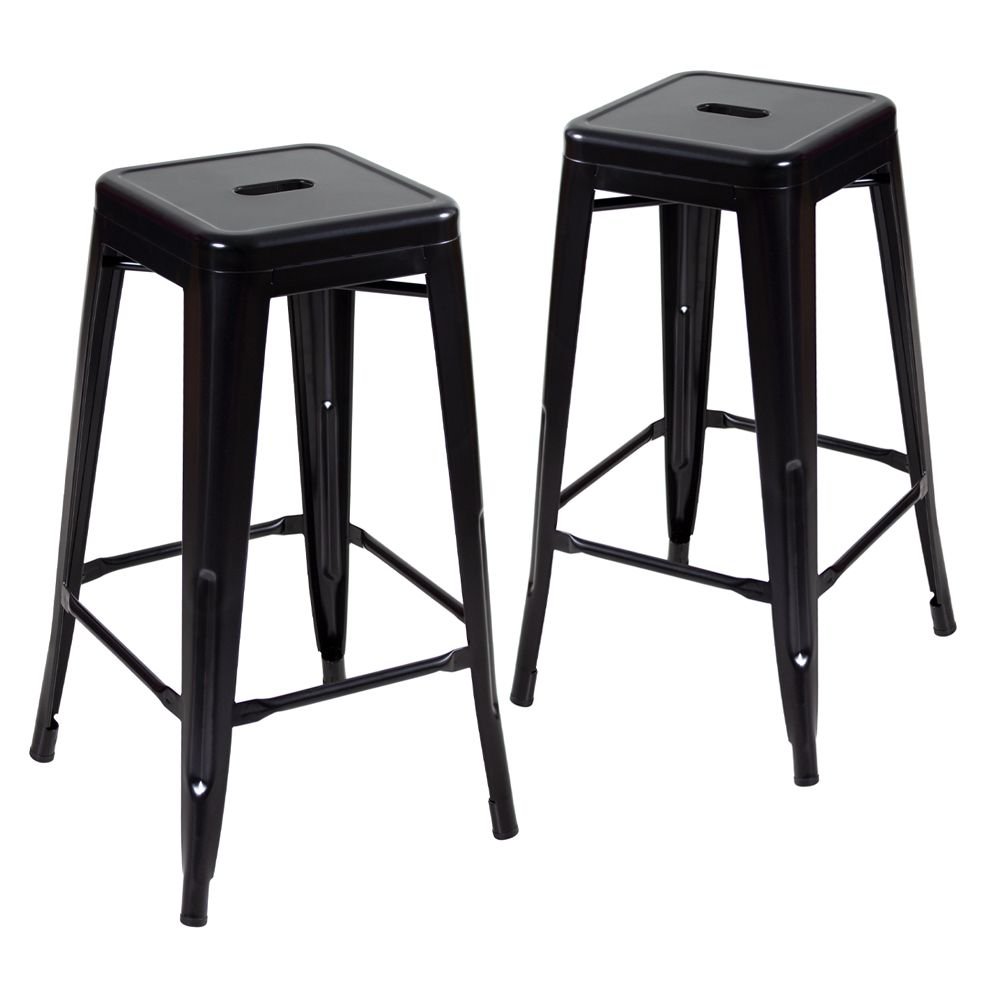 Kit 2 banquetas altas Iron Tolix 76 cm Preto semibrilho