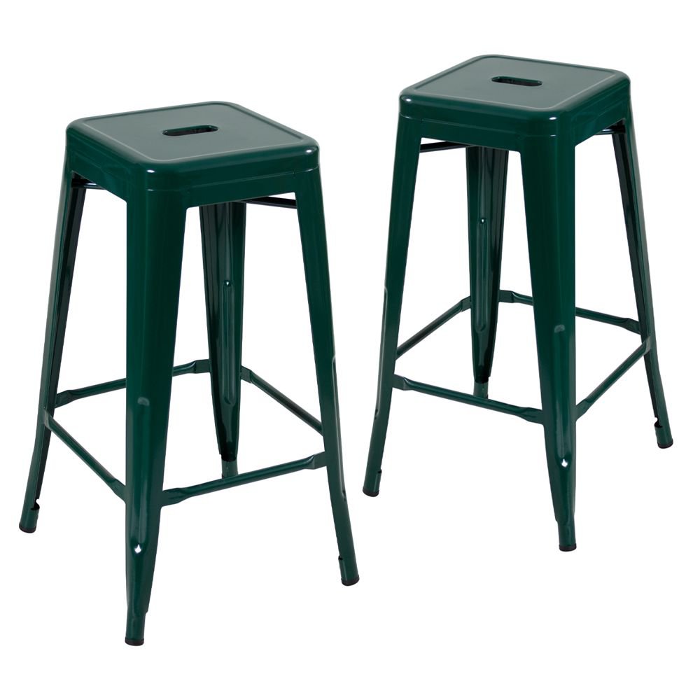 Kit 2 banquetas altas Iron Tolix 76 cm Verde Escuro