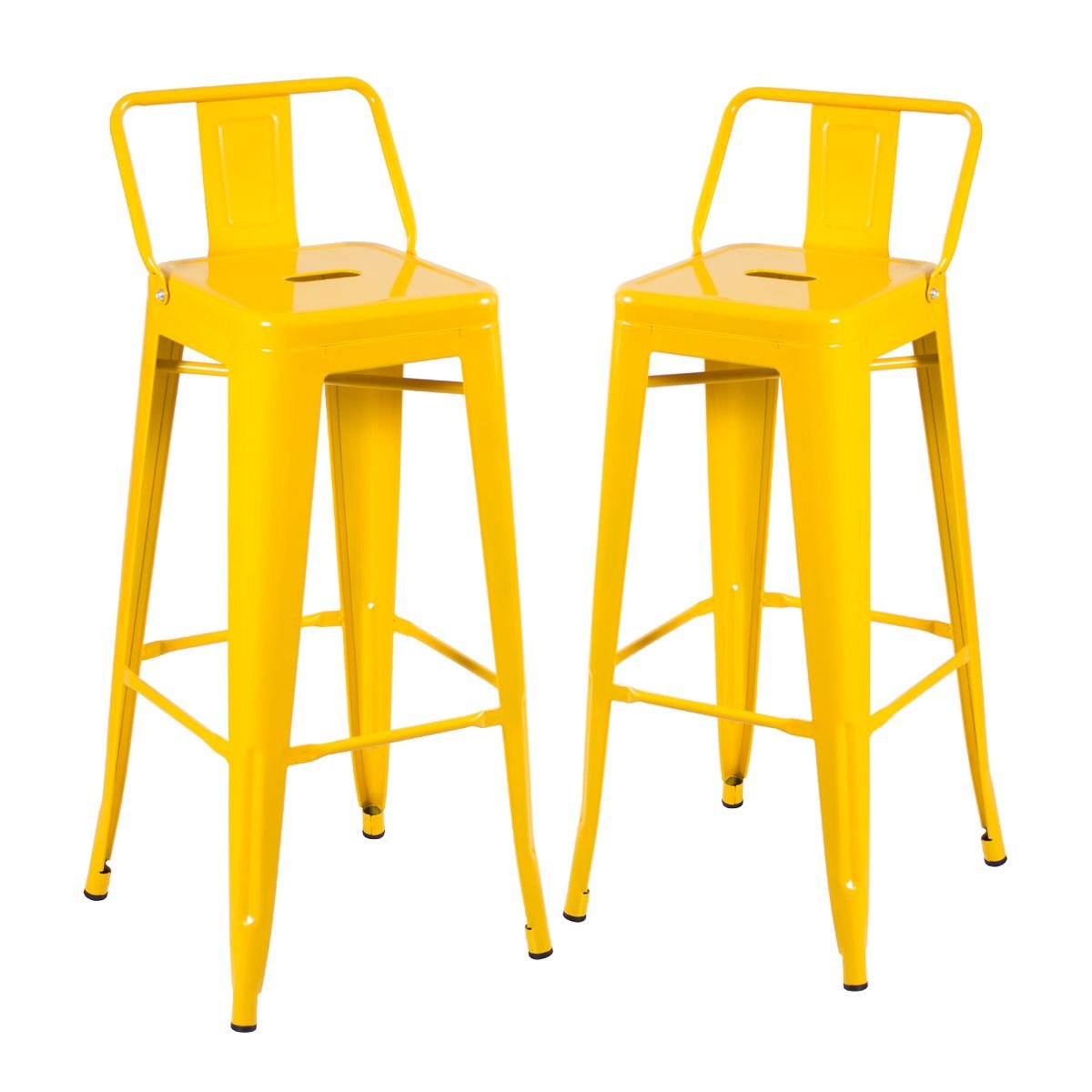 Kit 2 banquetas altas Iron Tolix com encosto 76 cm Amarelo