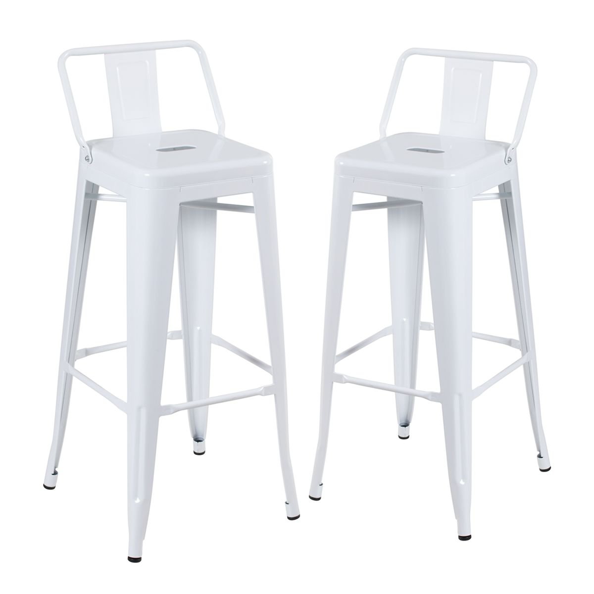 Kit 2 banquetas altas Iron Tolix com encosto 76 cm Branco