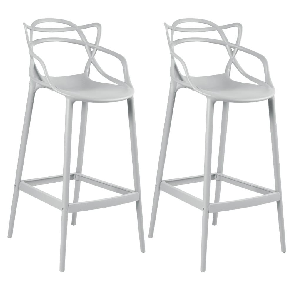 Kit 2 banquetas altas Masters Allegra Cinza claro