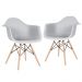 Kit 2 cadeiras Charles Eames Eiffel DAW com braços e pés de madeira clara Cinza-claro
