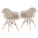 Kit 2 cadeiras Charles Eames Eiffel DAW com braços e pés de madeira clara Nude