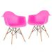 Kit 2 cadeiras Charles Eames Eiffel DAW com braços e pés de madeira clara Rosa-pink