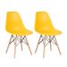 Kit 2 cadeiras Charles Eames Eiffel DSW com pés de madeira clara Amarelo