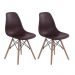 Kit 2 cadeiras Charles Eames Eiffel DSW com pés de madeira clara Marrom - Assento nacional