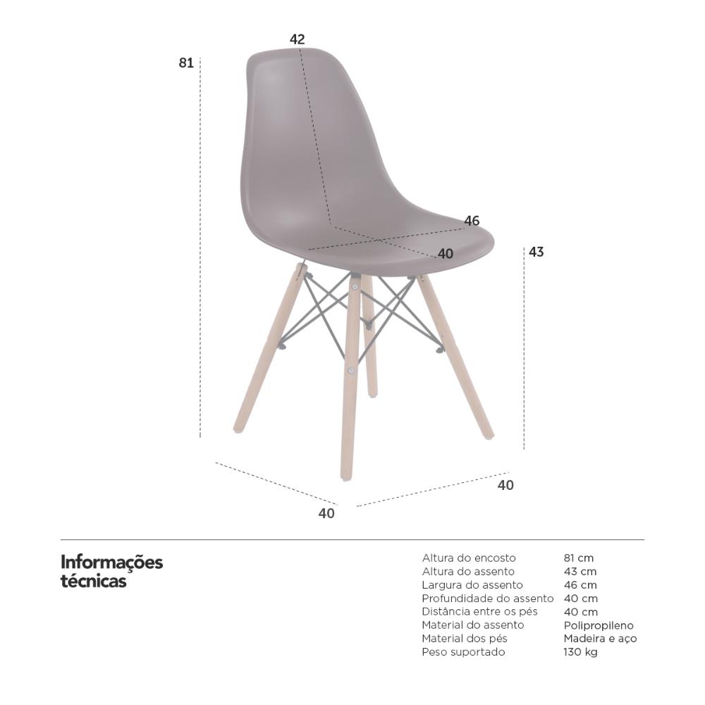 Kit 2 cadeiras Charles Eames Eiffel DSW com pés de madeira clara Marrom - Assento nacional