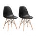 Kit 2 cadeiras Charles Eames Eiffel DSW com pés de madeira clara Preto