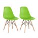 Kit 2 cadeiras Charles Eames Eiffel DSW com pés de madeira clara Verde claro