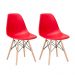 Kit 2 cadeiras Charles Eames Eiffel DSW com pés de madeira clara Vermelho