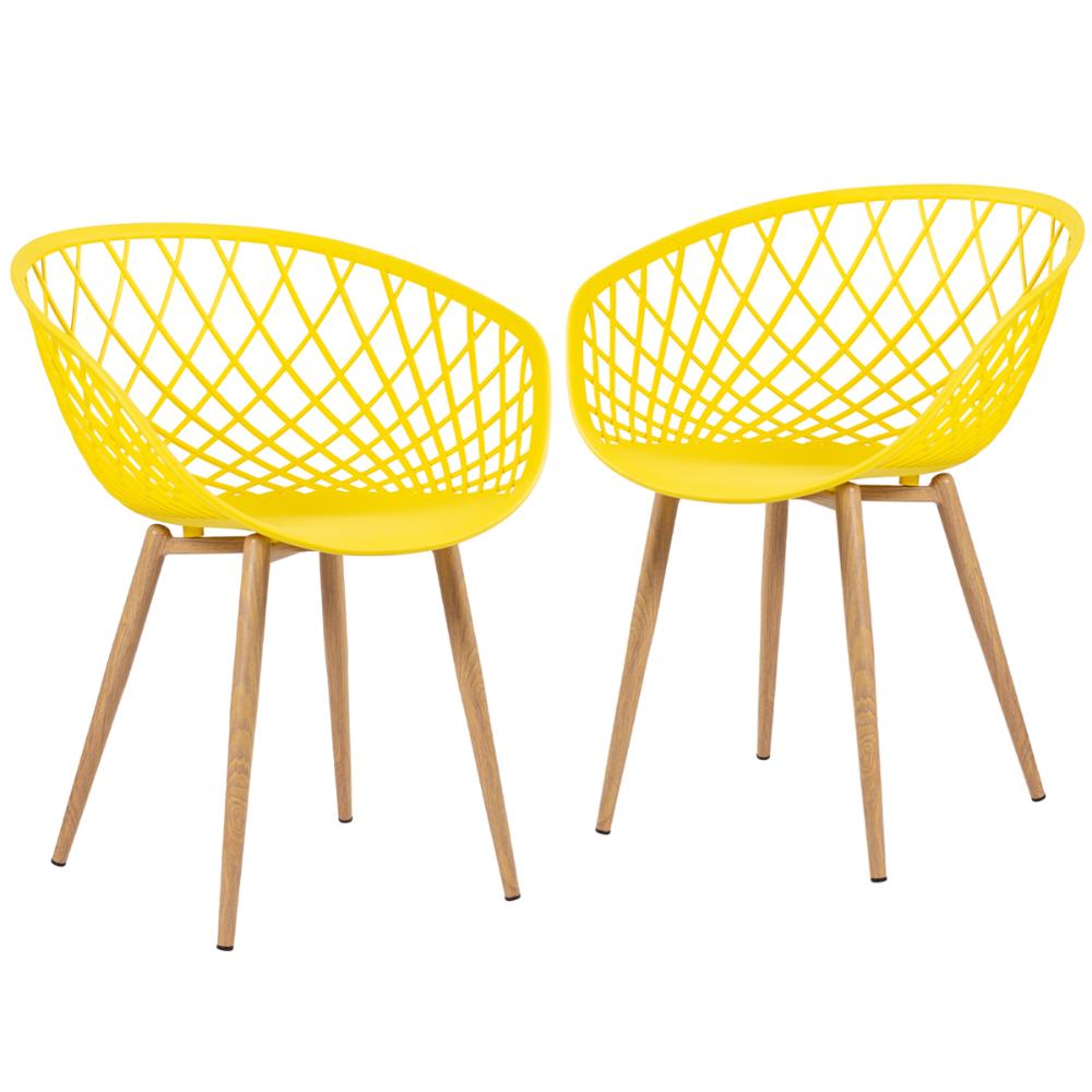 Kit 2 cadeiras Clarice Nest Sidera com apoio de braços Amarelo