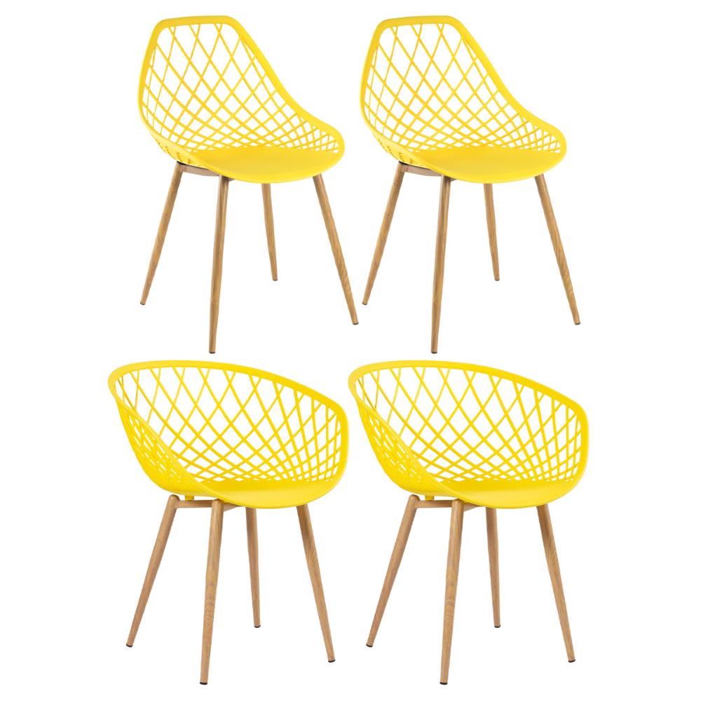 Kit 2 cadeiras Clarice Nest Sidera com braços + 2 cadeiras Cloe Amarelo