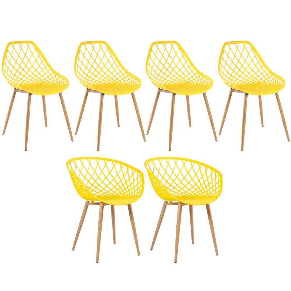 Kit 2 cadeiras Clarice Nest Sidera com braços + 4 cadeiras Cloe Amarelo
