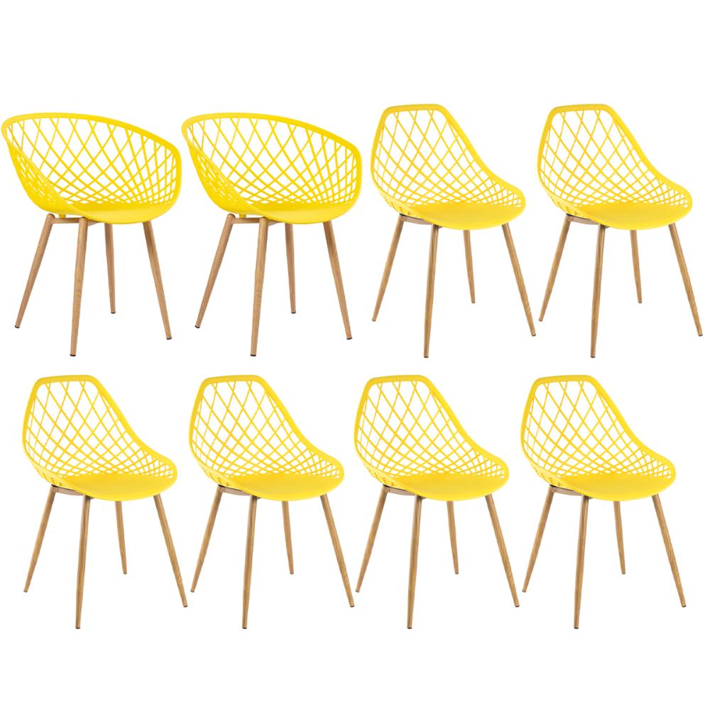 Kit 2 cadeiras Clarice Nest Sidera com braços + 6 cadeiras Cloe Amarelo