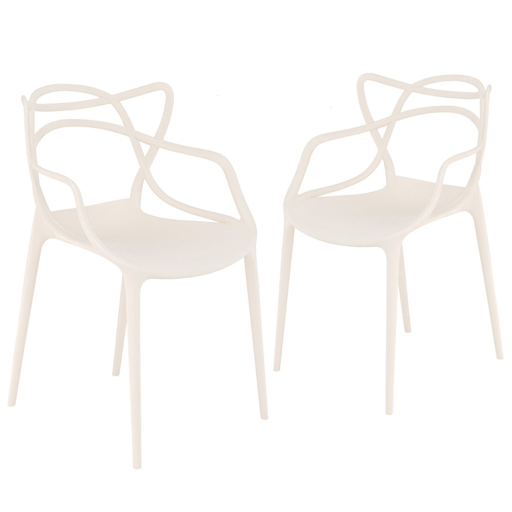 Kit 2 cadeiras design jantar cozinha Masters Allegra Creme