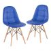 Kit 2 cadeiras estofadas Charles Eames Eiffel Botonê com pés de madeira clara Azul