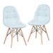 Kit 2 cadeiras estofadas Charles Eames Eiffel Botonê com pés de madeira clara Azul claro