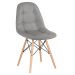 Kit 2 cadeiras estofadas Charles Eames Eiffel Botonê com pés de madeira clara Cinza