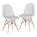 Kit 2 cadeiras estofadas Charles Eames Eiffel Botonê com pés de madeira clara Cinza claro