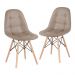 Kit 2 cadeiras estofadas Charles Eames Eiffel Botonê com pés de madeira clara Nude