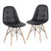 Kit 2 cadeiras estofadas Charles Eames Eiffel Botonê com pés de madeira clara Preto