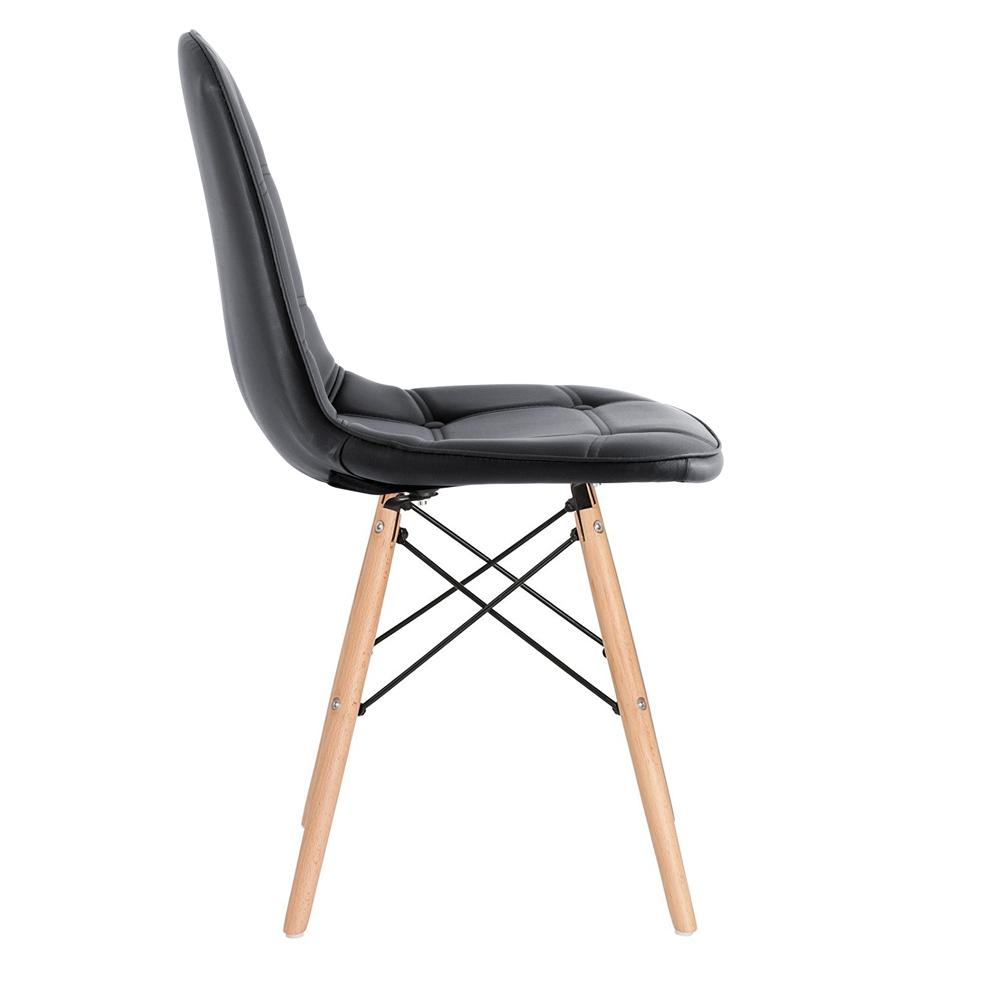 Kit 2 cadeiras estofadas Charles Eames Eiffel Botonê com pés de madeira clara Preto