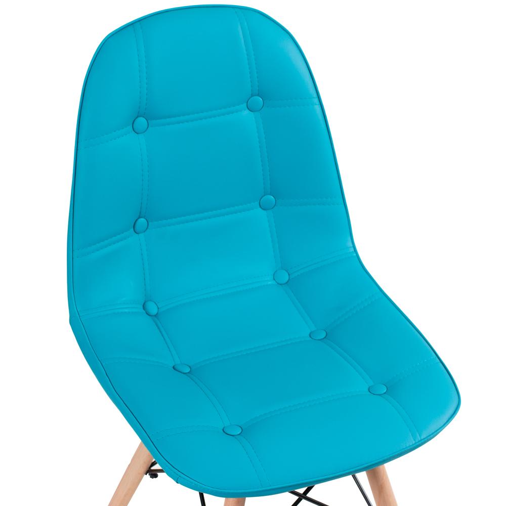 Kit 2 cadeiras estofadas Charles Eames Eiffel Botonê com pés de madeira clara Tiffany