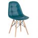 Kit 2 cadeiras estofadas Charles Eames Eiffel Botonê com pés de madeira clara Turquesa