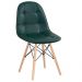 Kit 2 cadeiras estofadas Charles Eames Eiffel Botonê com pés de madeira clara Verde escuro