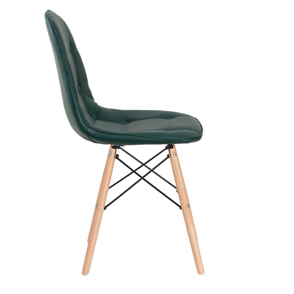 Kit 2 cadeiras estofadas Charles Eames Eiffel Botonê com pés de madeira clara Verde escuro