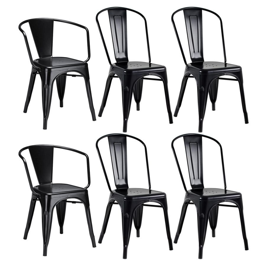 Kit 2 poltronas Tolix + 4 cadeiras Iron Preto