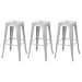 Kit 3 banquetas altas Iron Tolix 76 cm Prata bancada cozinha bar Prata