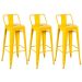 Kit 3 banquetas altas Iron Tolix com encosto 76 cm Amarelo