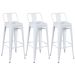 Kit 3 banquetas altas Iron Tolix com encosto 76 cm Branco