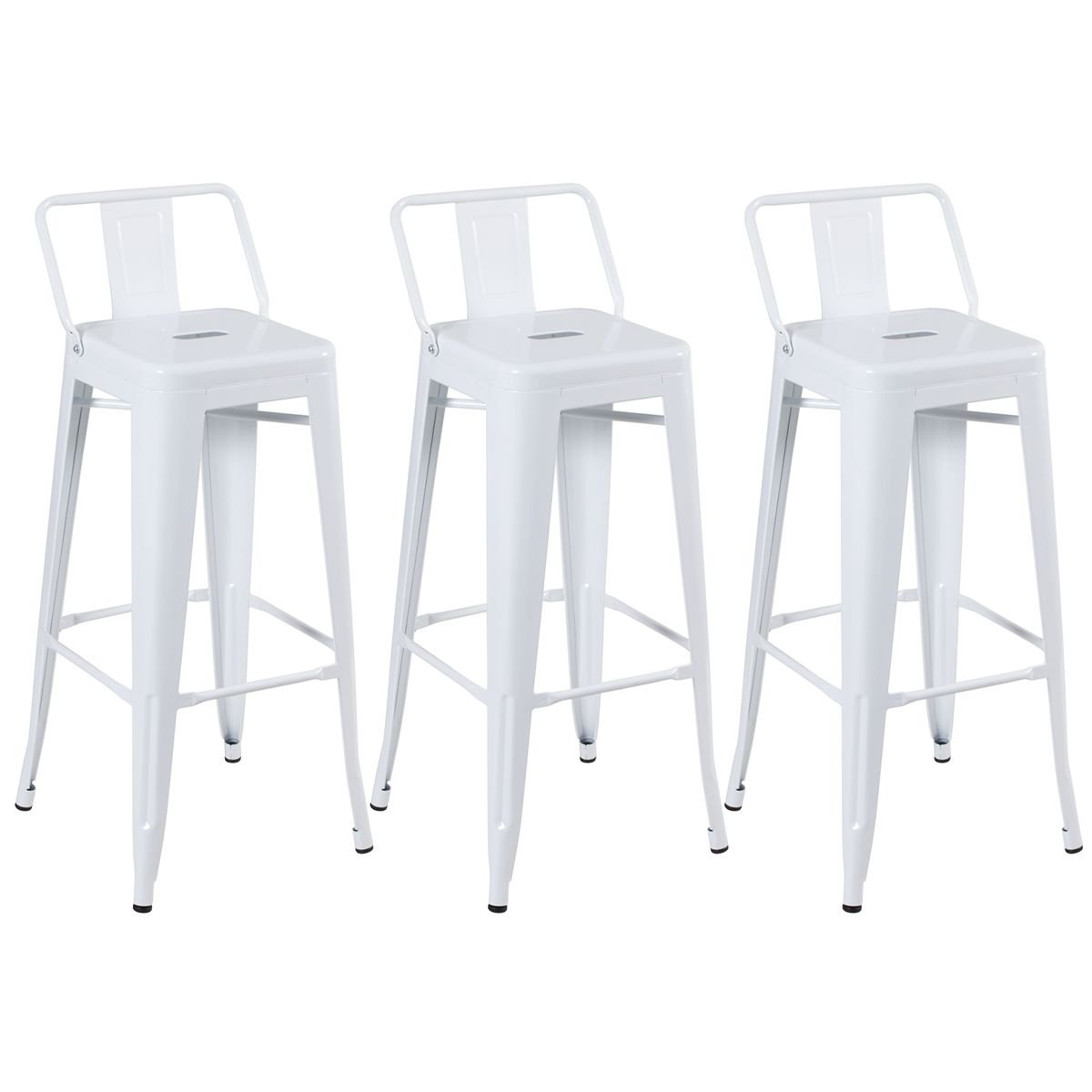Kit 3 banquetas altas Iron Tolix com encosto 76 cm Branco