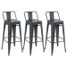 Kit 3 banquetas altas Iron Tolix com encosto 76 cm Cinza Escuro