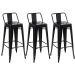 Kit 3 banquetas altas Iron Tolix com encosto 76 cm Preto semibrilho