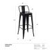 Kit 3 banquetas altas Iron Tolix com encosto 76 cm Preto semibrilho