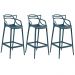 Kit 3 banquetas altas Masters Allegra 76 cm Azul petróleo