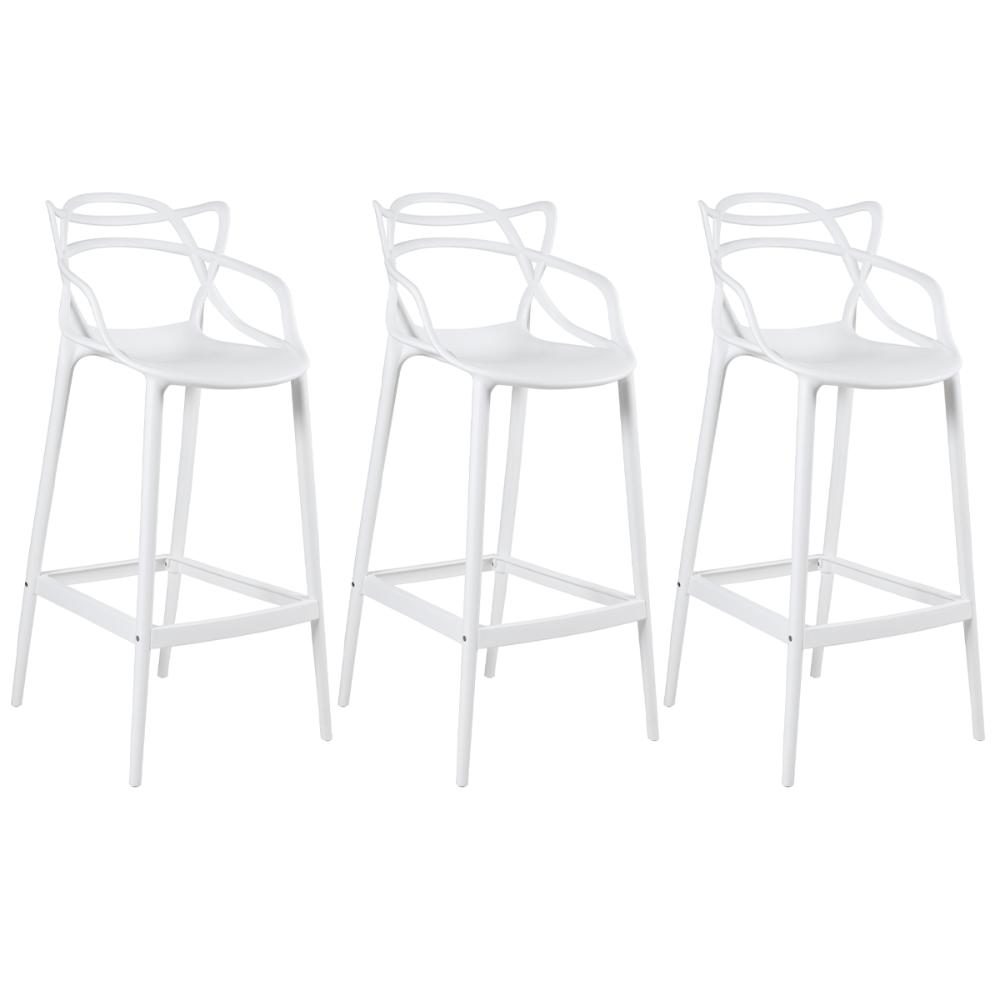 Kit 3 banquetas altas Masters Allegra 76 cm Branco