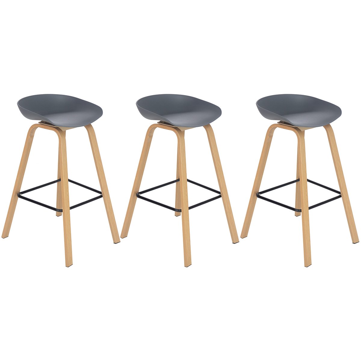 Kit 3 banquetas altas bancada cozinha Cassia BD 76 cm Cinza Escuro