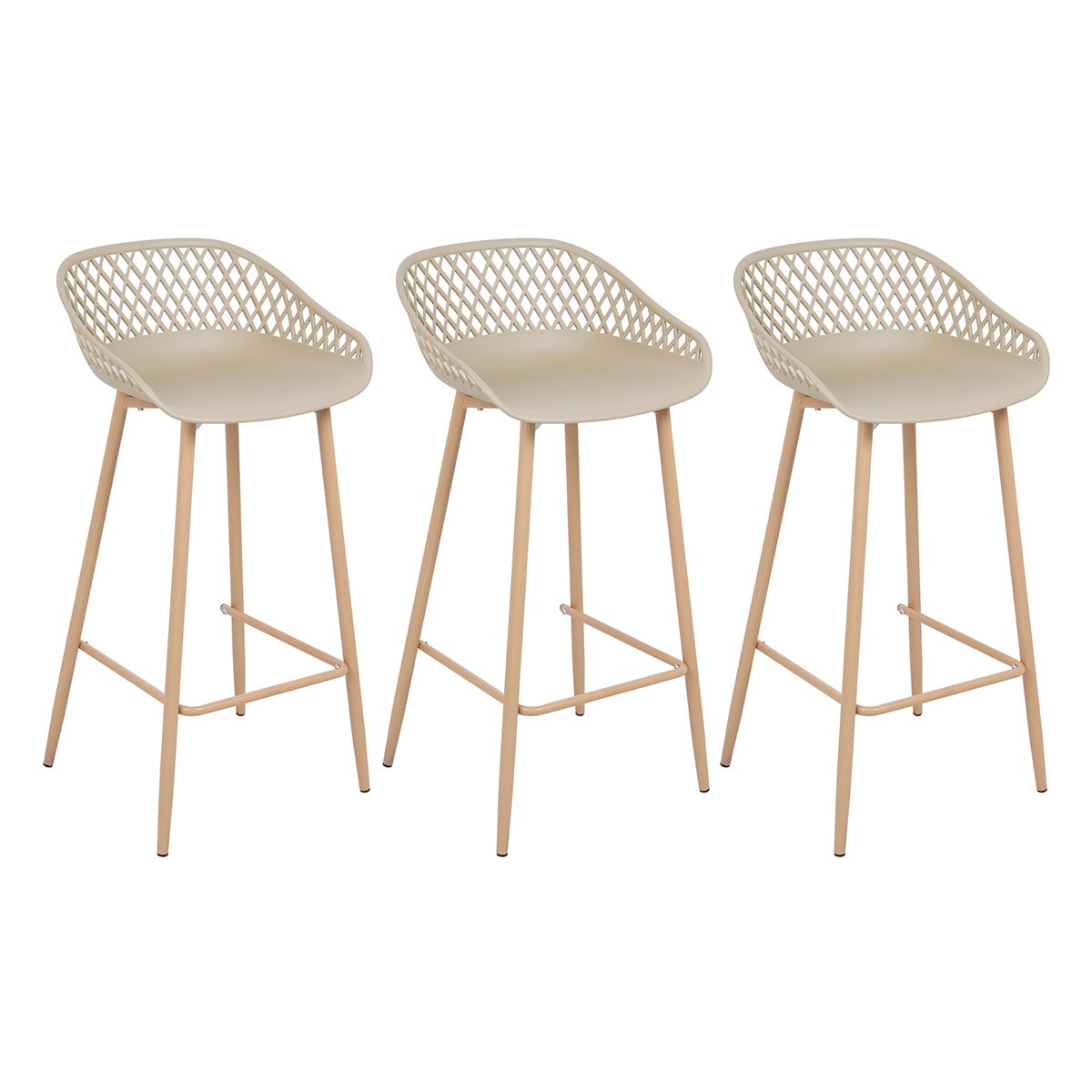 Kit 3 banquetas altas bancada cozinha Clarice Cloe Nude