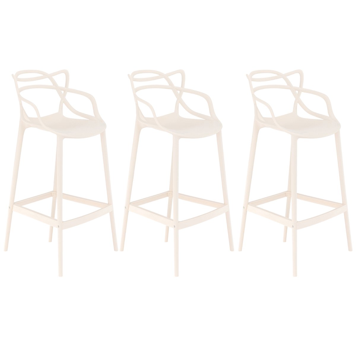 Kit 3 banquetas altas bancada cozinha Masters Allegra Creme